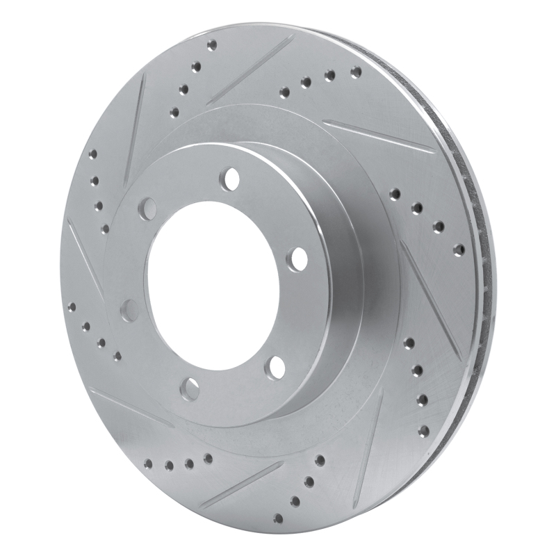 Lexus GX470 Brake Rotor (1) - Front Left - R1 Concepts - Drilled & Slotted - Silver - `03-`09